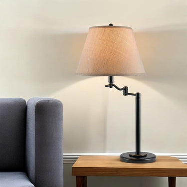 Metal Swing Arm Lamp With Off White Empire Shade